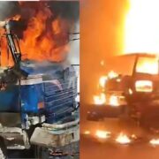 In Karachi, transporters protest and block entries after trucks set fire.